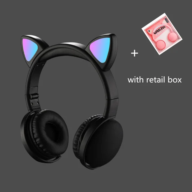 LED Headphones Over Ear Wired Wireless Headsets with Mic Support TF Card Kids gift 3D Stereo Earphones