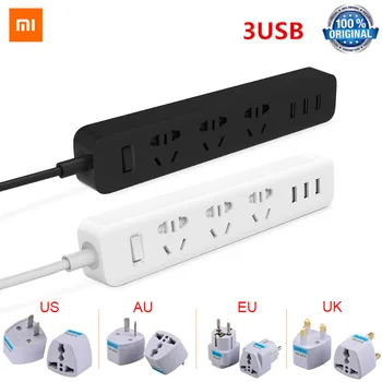 

Original Xiaomi Smart Home Elektronische Power Strip Socket Snel Opladen 3 USB 3 Sockets Standaard Plug Interface EU UK
