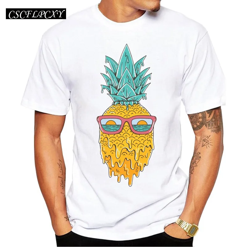 

Summer Pineapple Men T-Shirt Fashion Sun Glass Pineapple Design Short Sleeve Casual Tops Hipster Male T Shirts Funny Cool Tee
