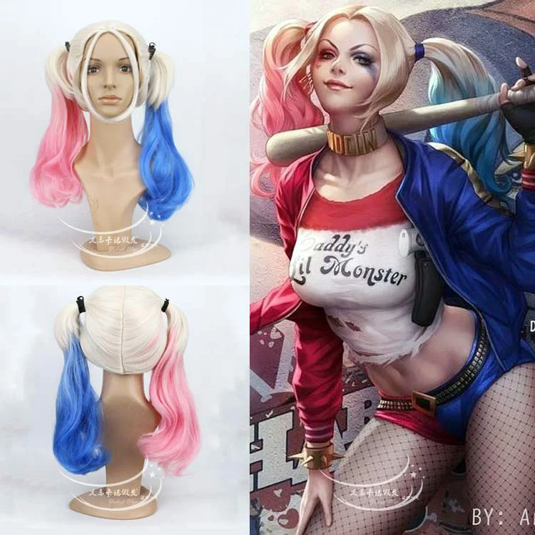 Отряд Самоубийц Harleen Quinzel Harley Quinn Косплей парики градиентный стиль головной убор