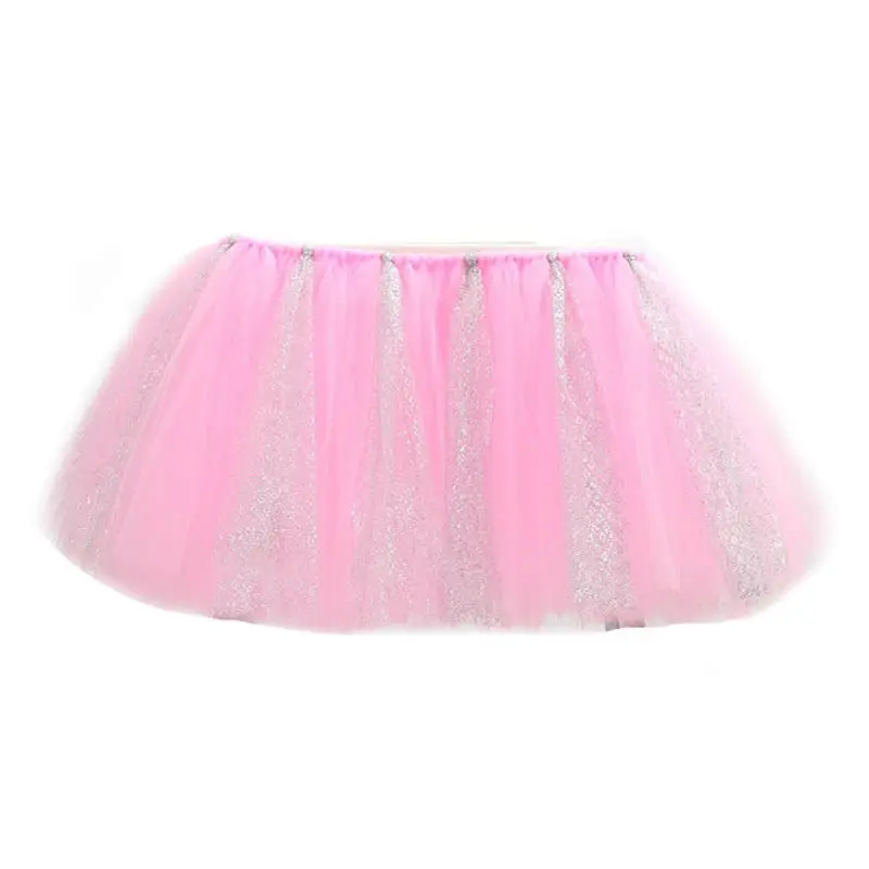 Фатиновая юбка-пачка с высоким стулом, юбка-пачка для стола, скатерть контрастного цвета для девочек, принцесса, детский душ, товары для первого дня рождения - Color: 2