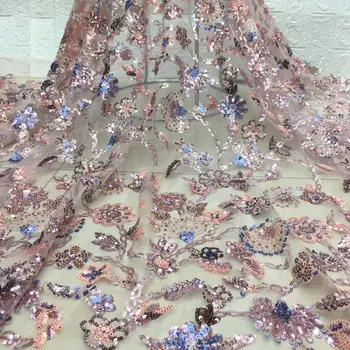 

Exclusive 2020 High Quality African Sequin Lace Fabric French Net Embroidery Tulle Lace Fabric For Nigerian Wedding Party Dress
