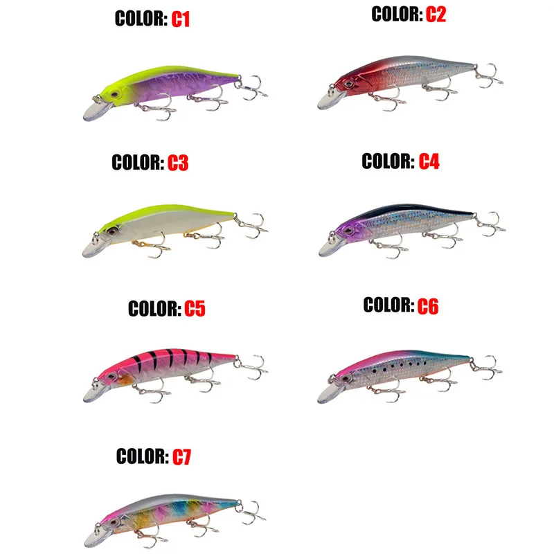 

Minnow 7Pcs/set Bionic Bait Fishing Lures15.5g/12cm 3D Eyes 4# With BBK Hook Artificial Floating ABS Plastic Hard Bait Wobbler