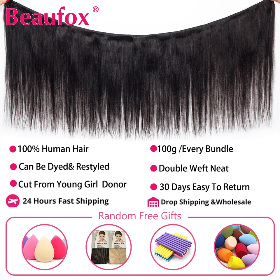 Beaufox peruvian hair bundles straight human hair weave bundles remy hair extension natural black