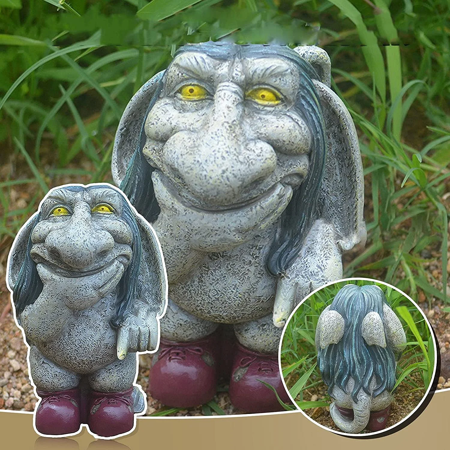 

Thinking Gnome Troll Garden Statue Decor,Cynical Lawn Troll Garden Dwarf,Yard Art for Outdoor Decoration,Patio,Lawn,Garden Gift