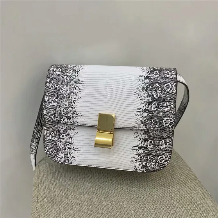 

Tofu Hand Rub Pattern Version Genuine Leather Woman Package Gradient Lizard Grain Cowhide