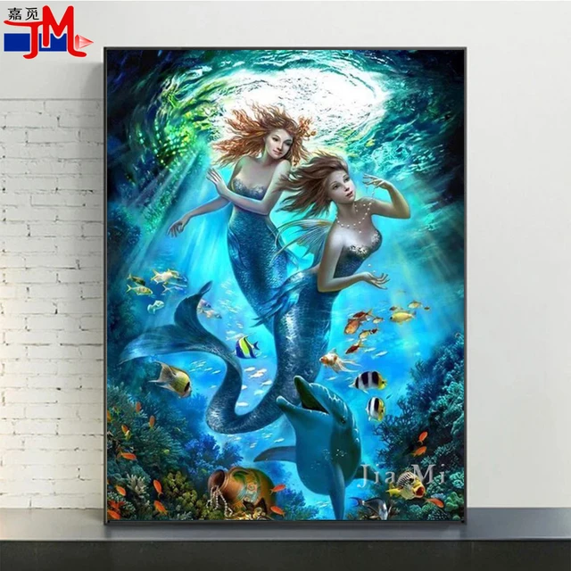 Diamond Painting Full Square Mermaid Princess  Diy Diamond Painting Little  Mermaid - Diamond Painting Cross Stitch - Aliexpress