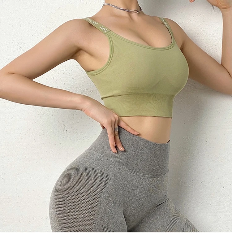 PEARLYNN Harness Sports Bra Women Unwired Active Underwear Push Up Without Bones Gym Seamless Sportswear Crop Top For Fitness