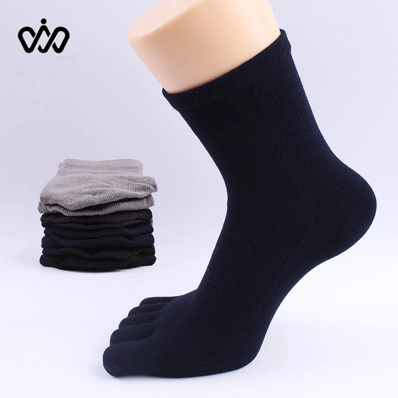 Женские весенне осенние однотонные хлопковые носки с пальцами Дышащие пятью