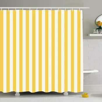 

Shower Curtain Set with Hooks 66x72 Striped Pattern Sweet Shirt Other Stamp Yellow Abstract Geometric Trendy Scrapbook Beauty