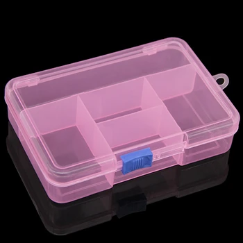 

Hanging Slide Buckle Transparent Case Home Key Earrings Multifunctional Necklace Organizer 5 Grids Jewelry Medicine Storage Box