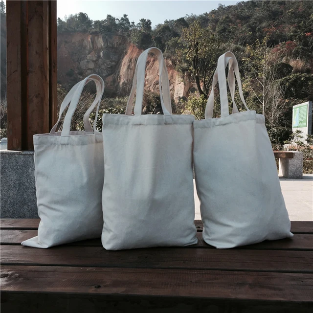 3 Blank Natural Beige Color Canvas Tote Bags Plain Bag Canvas Eco