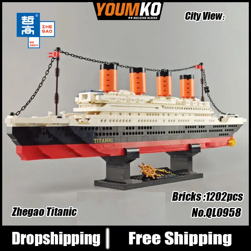 ZHEGAO QL0958 MOC серия фильмов Титаник круиз гигантский корабль строительные блоки 1202