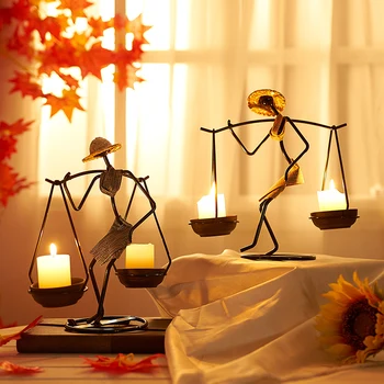 

Creative Iron Candle Holder Home Decoration Character Modeling Candlesticks Kitchen Restaurant Bar Fashion Iron Candlestick Gift