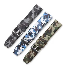 

New Style Camouflage Silicone Strap is Suitable for Samsung S3 Smart Watch with 20mm22mm24mm Flat Head Bracelet Quick Release