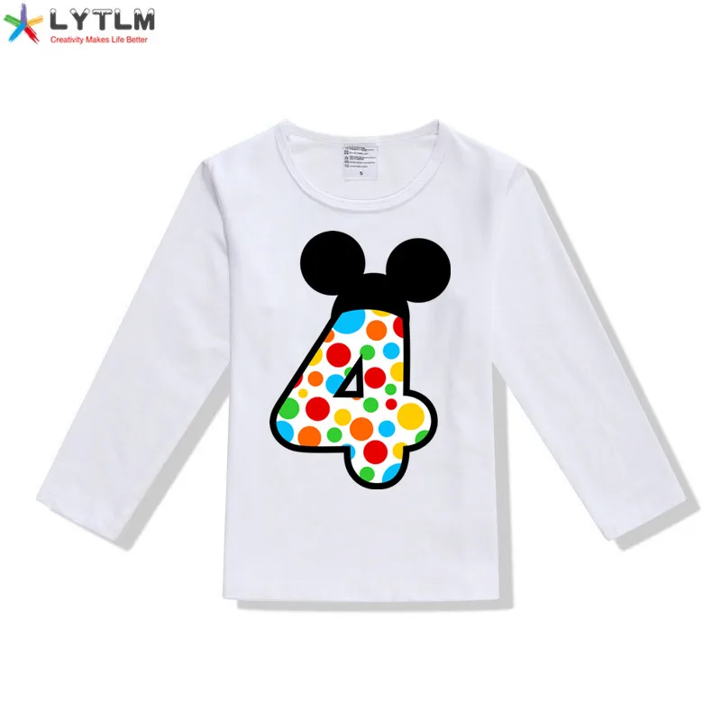 LYTLM футболка с Микки-Маусом и цифрой 1-5 для дня рождения Футболка для мальчиков брендовые Детские топы для девочек, футболки для мальчиков на осень, Anniversaire Enfant - Цвет: CX White