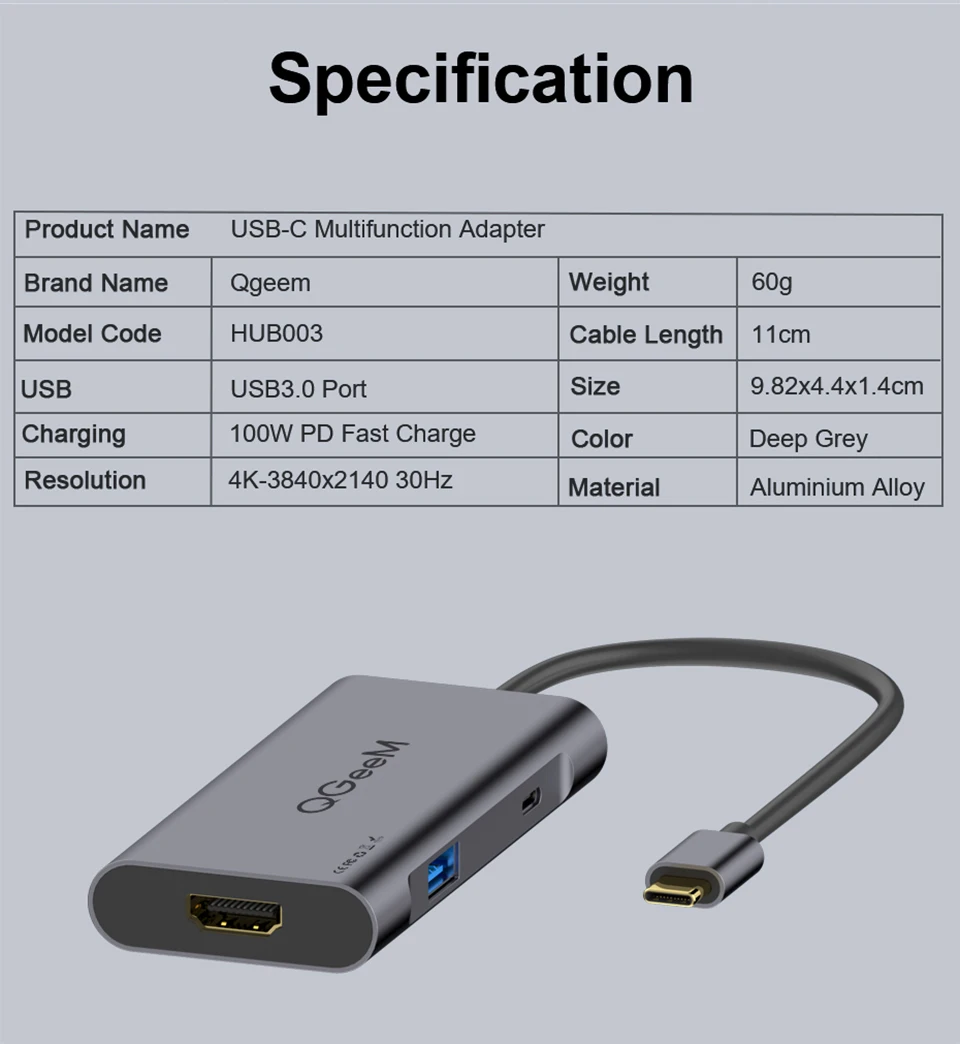 QGeeM USB C концентратор для Macbook Pro 3 порта концентратор USB Type C 3,0 с HDMI для huawei Matebook iPad Pro USB разветвитель док-станция OTG адаптер