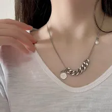

2022 Korea Fashion Stainless Steel Chunky Chain Necklace for Women Girl Simple Hip Hop Aesthetic Harajuku Grunge Emo Jewelry