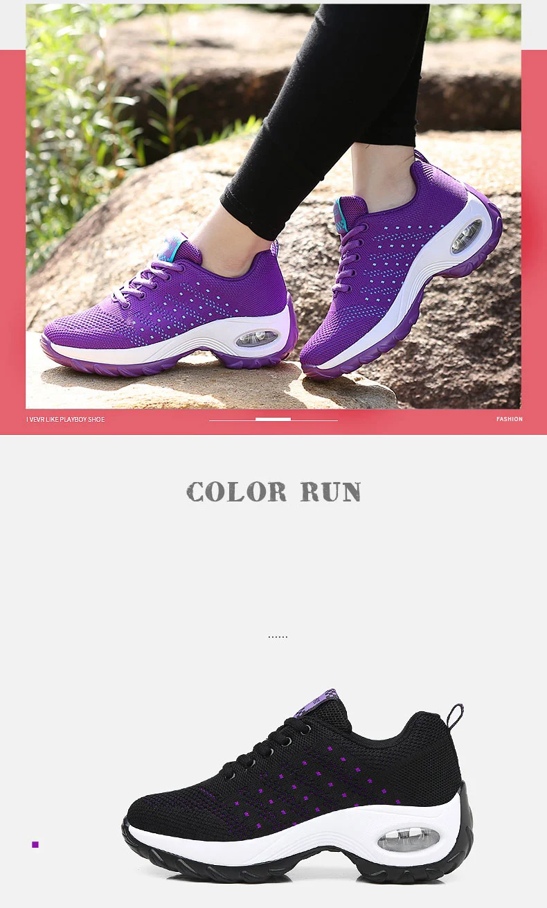 Walking Shoes 2021 New Women Breathable Casual Shoes Outdoor Light Weight Frenulum Casual Walking Platform Ladies Sneakers Black