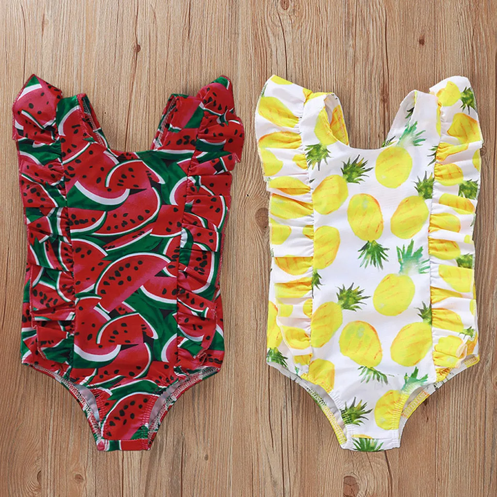 Летний милый купальный костюм для маленьких девочек с фруктами; милый купальник-бикини; купальный костюм; пляжная одежда; Новинка года