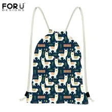 FORUDESIGN Alpaca Llama Pattern Large Capacity Drawstring Bag for Teenagers Girls Storage Bag Kids Book Bag Mochila Feminina