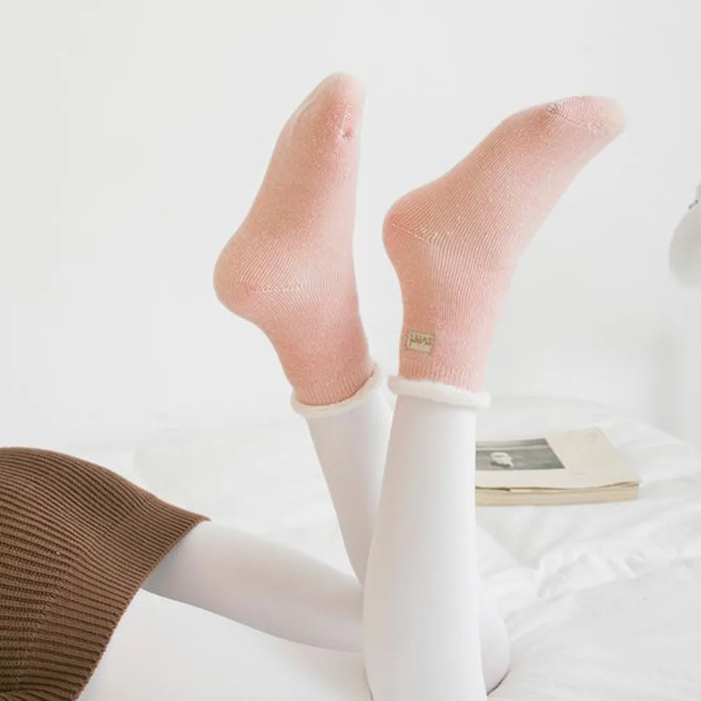 Зимние женские носки ORLVS, бархатные женские носки, calcetines mujer divertido, толстые теплые носки с оборками,#4