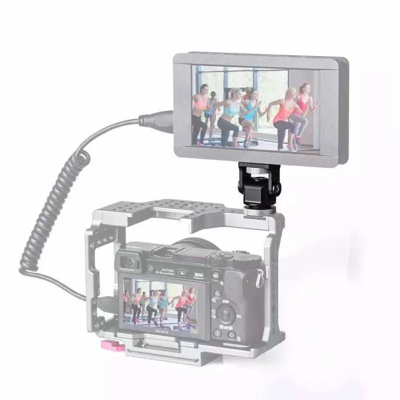 Hot shoe adjustable monitor holder mount camera pan 360 degree tilt 180 degree with cold shoe mount and 1/4'' tripod head monitor mount adapter
