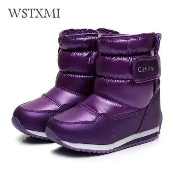 

New Winter Boots Kids Fashion Toddler Girls Mid-calf Princess Snow Boots Waterproof Pu Leather Warm Plush Russia Children Boots