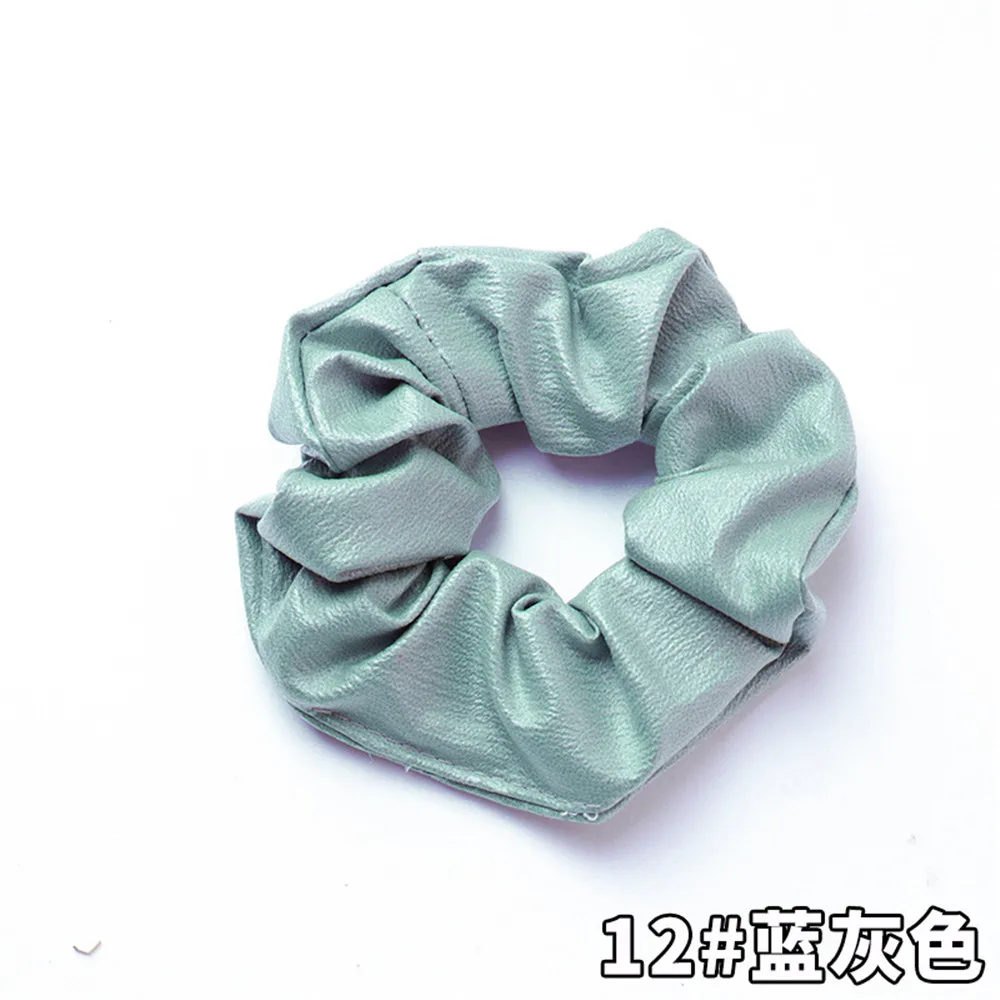 grey blue Креативные Новые ПУ Твердые кольца для волос девушки конфеты цвета дамы заколки для волос аксессуары резинка для волос Веревка - Цвет: grey blue