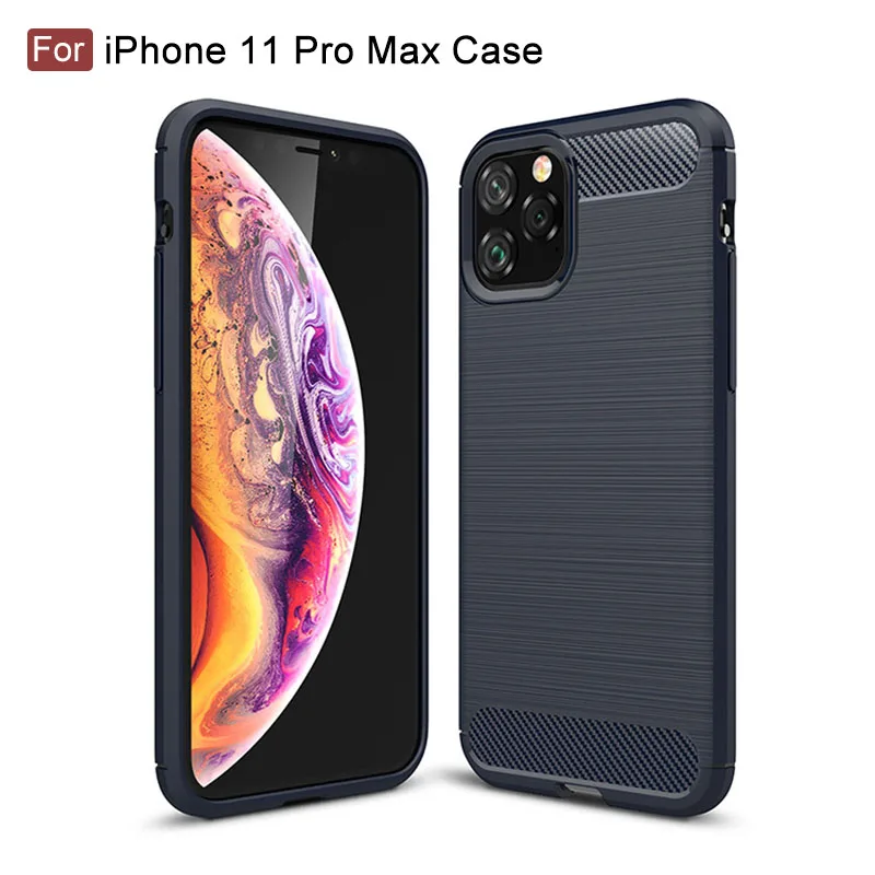 

For iPhone 11 Pro Max Case Carbon Fiber Anti-fall Soft Shell TPU Non-Slip For iPhone 6 7 8 Plus X XS XR Phone Protective Case