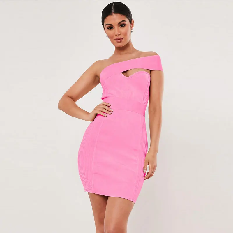 2019 New Summer Fashion Single Shoulder off shoulder bandage dress sexy mini bodycon casual dresses | Женская одежда