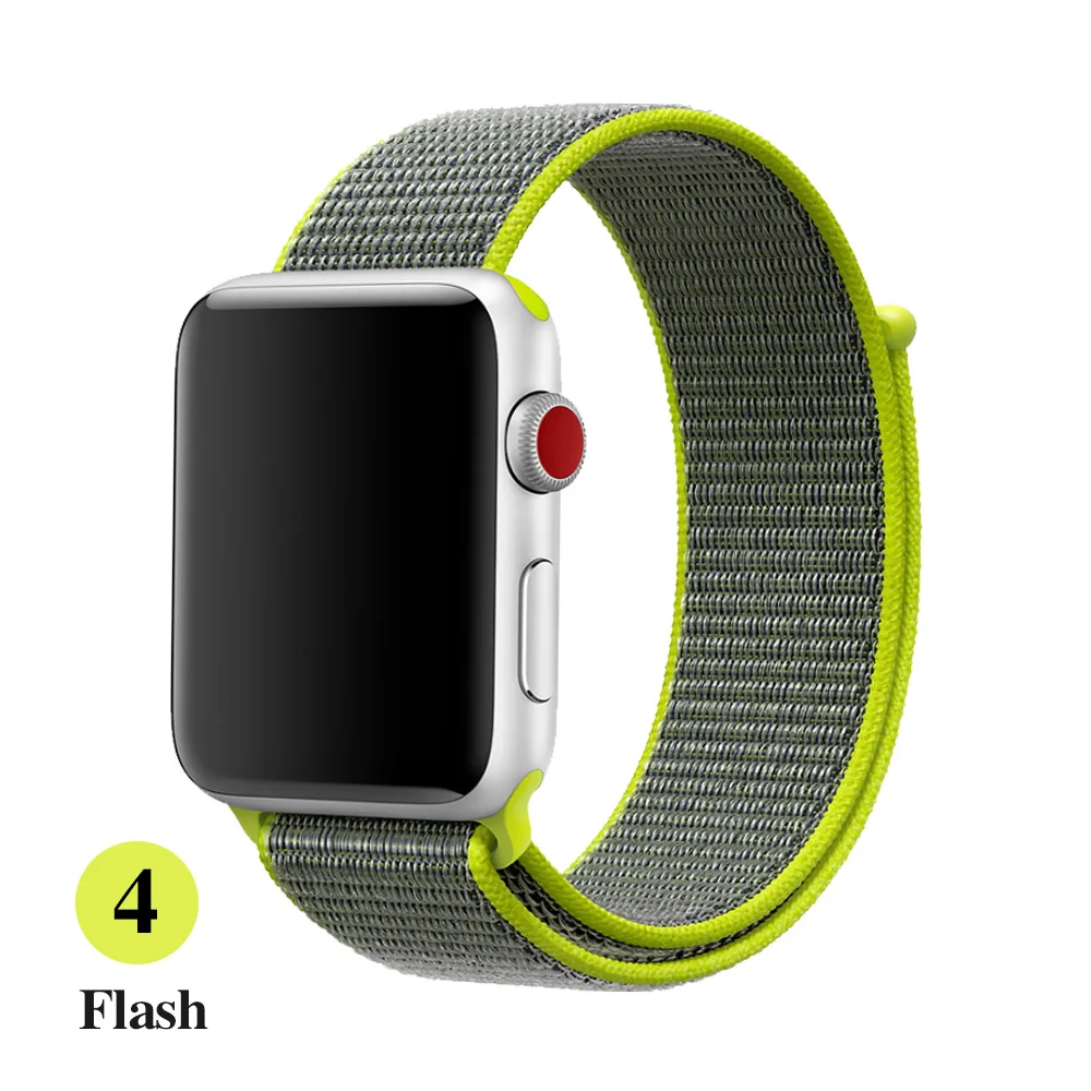 Bright yellow Band For Apple Watch Series 5 4 3 2 1 38MM 42MM watchband Breathable Nylon Strap Sport Loop for iwatch Bracelet 40MM 44MM - Band Color: Bright yellow