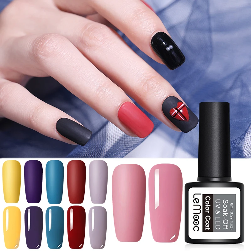 

LEMOOC 8ml Matte Top Coat Color UV Gel Nail Polish Semi Permanent Soak Off UV Gel Varnish Nail Art Gel Paint for Nails Manicure
