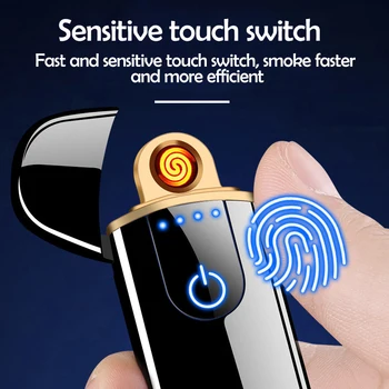 

New Touch Screen Sensor Electronic Lighter USB Rechargeable Windproof Flameless Premium Lighter Double Sides Cigarette Lighters
