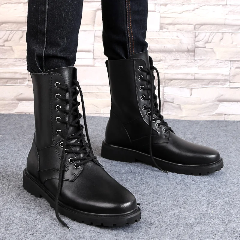 

2019 Men's Boots Winter Warm Men Boots Big Size 37-46 Lace Up Versatile Male Leather Shoes Business Ankle Boot Footwear *5858