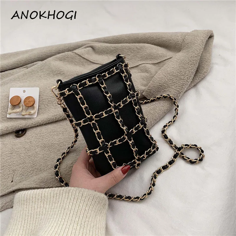 black cross bag with chain