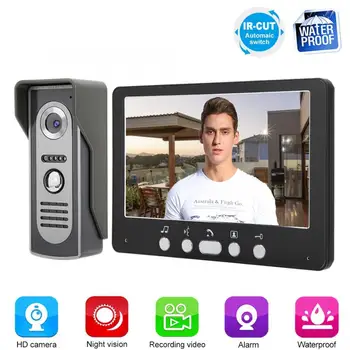 

Black 7in TFT Camera Monitors Video Smart Doorbell Intercom Night View System 815m11 110-240V