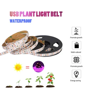 

LED Grow Light Full Spectrum USB Grow Light Strip 0.5m 1m 2m 3m 2835 SMD DC5V LED Phyto Tape for Seed Plants Flowers Greenhouses