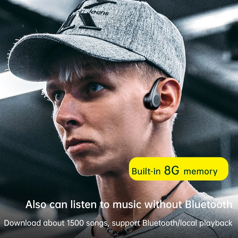 DDJ For Samsung Wireless Bluetooth Earphones Bone Conduction Headphones MP3 Palyer Built In 8G Memory Headset With Microphone