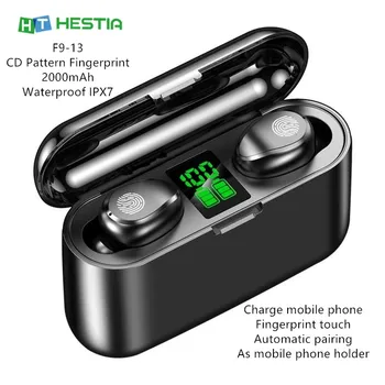 

F9-13 CD Fingerprint 2000MAH TWS 5.0 Bluetooth Earphone Digital Display HD Call Waterproof In Ear Earpieces for Mobile Charging