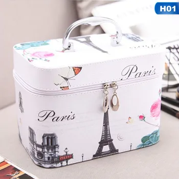 

1 PC Multifunctional Portable Cosmetic Box PU Waterproof Cosmetic Box Travel Toiletry Makeup Tool Brush Holder Handbag Organizer