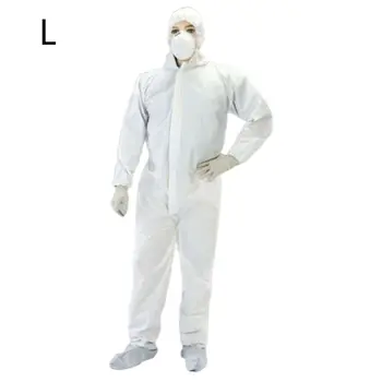 

White Safety Coverall Isolation Suit Disposable Full Protective Clothing Elastic