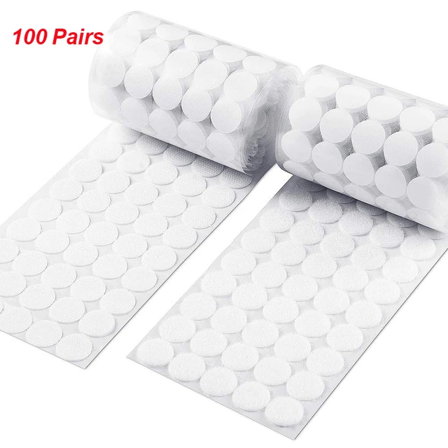 100 Pairs Self Adhesive Dots Round Nylon Black White Strong Self Adhesive  Fastener Tape Disc Adhesive