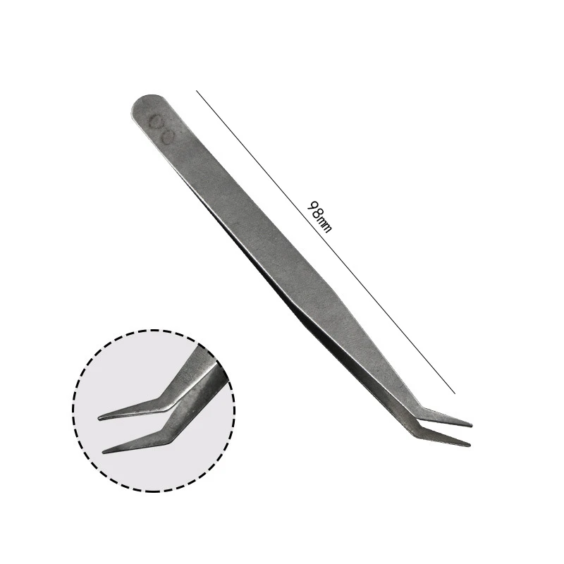 LAMEZIA 2pcs Stainless Steel Precision Tweezers Set Bending Directly Head Pincet Household Electronics Repair Tools