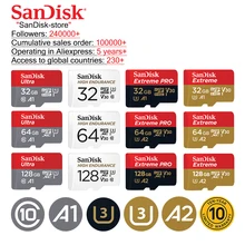 SanDisk-tarjeta de memoria Ultra para teléfono inteligente, 16GB, 32GB, 64GB, 128GB, microSD, microSDHC, UHS-I, tf, A1, 10 años de garantía
