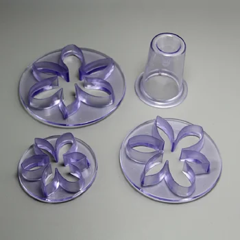 

(10set/lot)Free Shipping FDA High Quality Plastic 4pcs Daisy Shaped Cake Plunger Cutters Fondant Molds set