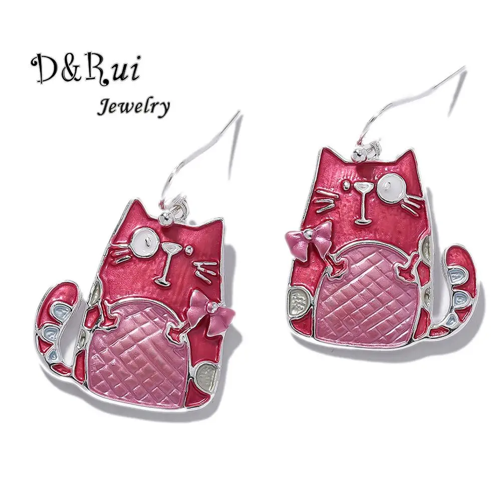 D & Rui ювелирные изделия женские эмалированные серьги в виде кота для женщин милые