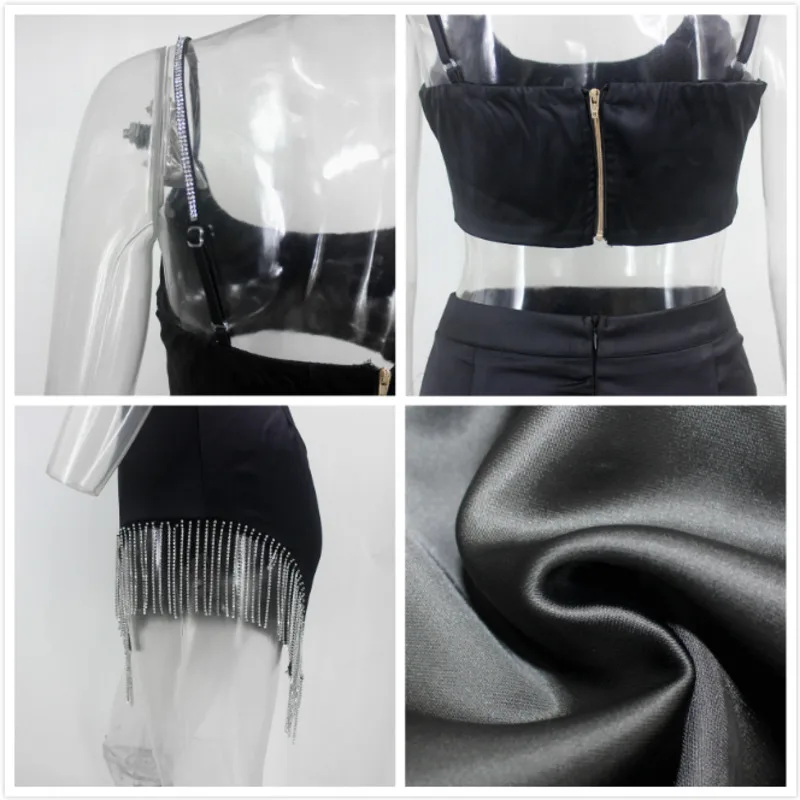 PFFLOOK летний сексуальный блестящий атласный короткий топ с бахромой и