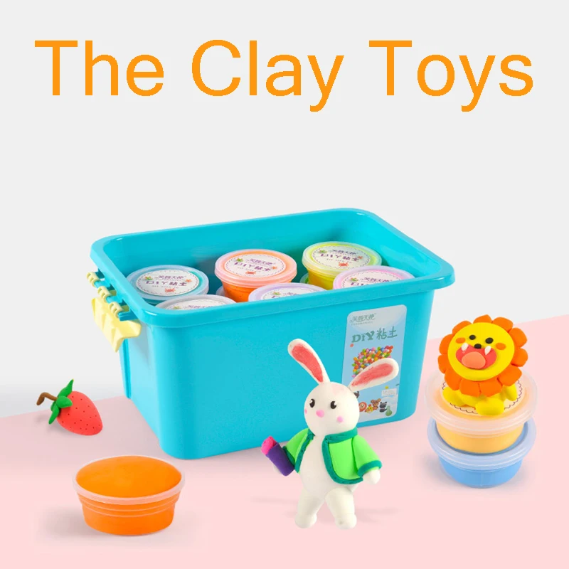 

24Color Air Clay Toy Polymer Play Dough Plasticine Light Soft Modeling Clay Handgum Jumping DIY Foam Playdough Educational Toys