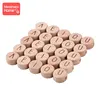 8Pc Baby Teether Wooden Letter Bead Square Round Letter Alphabet Bead For DIY Pacifier Chain Bracelet Personalized Baby Product 3